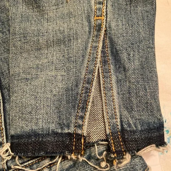 Rag & Bone Jean Denim Jacket with Raw Hem Sleeves, S/P - Picture 5 of 6